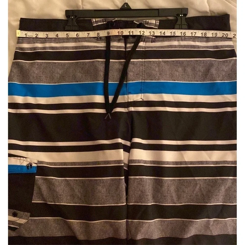 Hang Ten Mesh Lined‎ Drawstring Board Shorts Swim Trunks Striped Men's Size XL